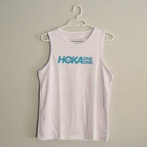 Hoka One One Womens White Sz M Sleeveless Active Stretch Graphic Tank Top